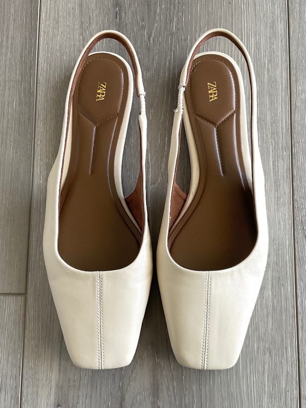 ZARA Slingback Flats in Ivory Size EU 39 LIKE NEW